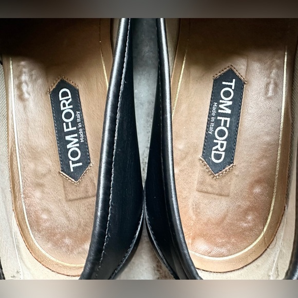 TOM FORD York Chain Black Smooth Leather Loafers US 11.5 Italy $1600 Horsebit - Picture 7 of 8